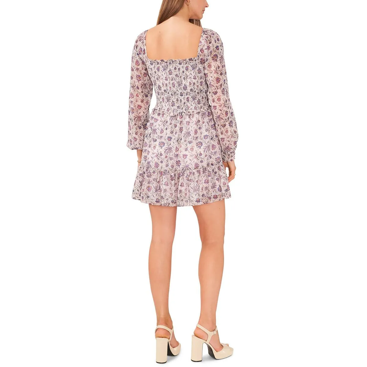 1.State Womens Smocked Bodice Long Sleeve Babydoll Dress