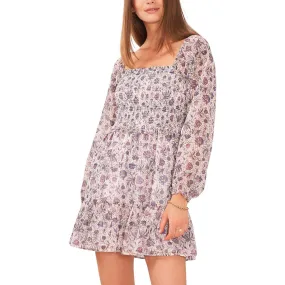 1.State Womens Smocked Bodice Long Sleeve Babydoll Dress