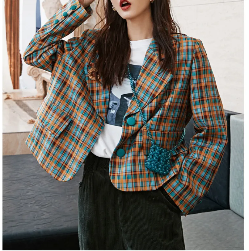 8GIRLS RELAXED CHECK BLAZER IN CHECK