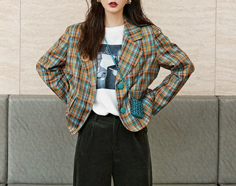 8GIRLS RELAXED CHECK BLAZER IN CHECK