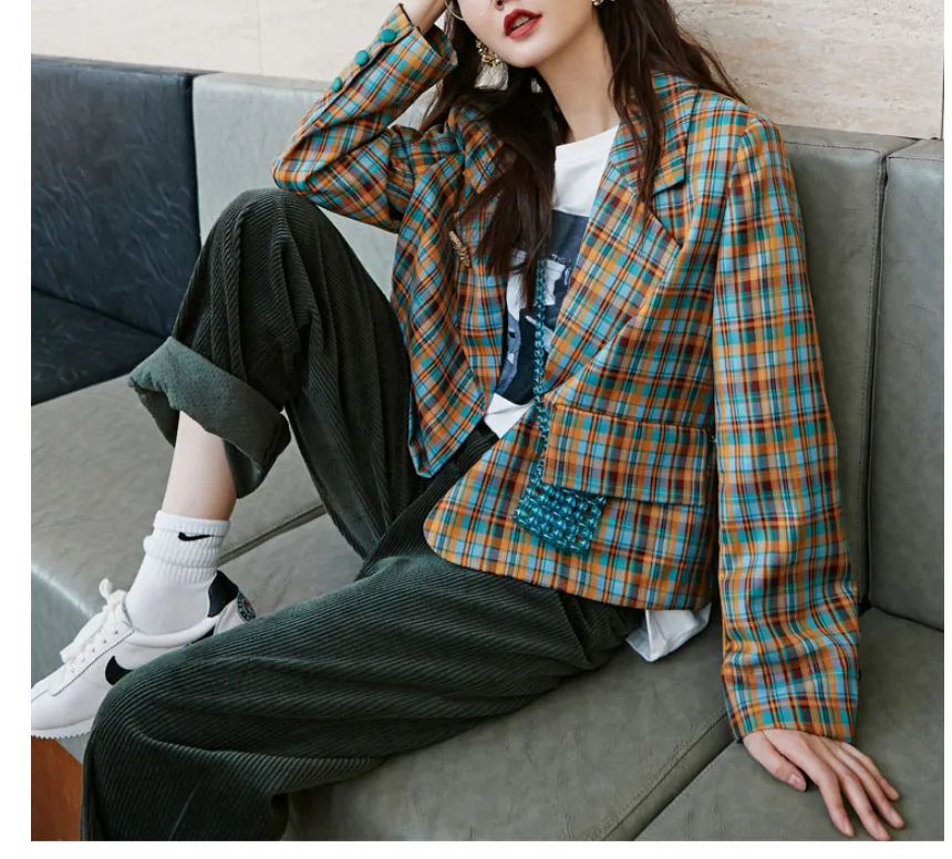 8GIRLS RELAXED CHECK BLAZER IN CHECK
