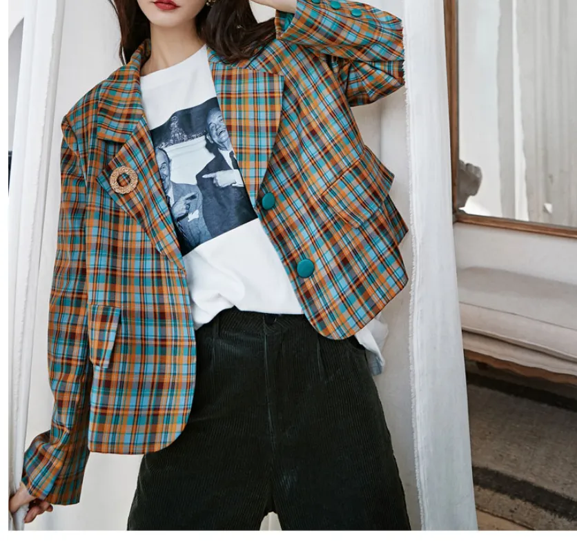 8GIRLS RELAXED CHECK BLAZER IN CHECK