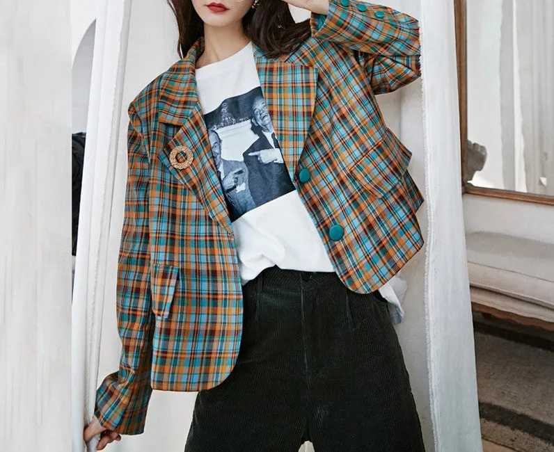 8GIRLS RELAXED CHECK BLAZER IN CHECK