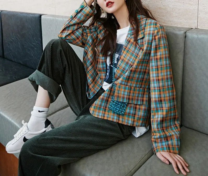 8GIRLS RELAXED CHECK BLAZER IN CHECK