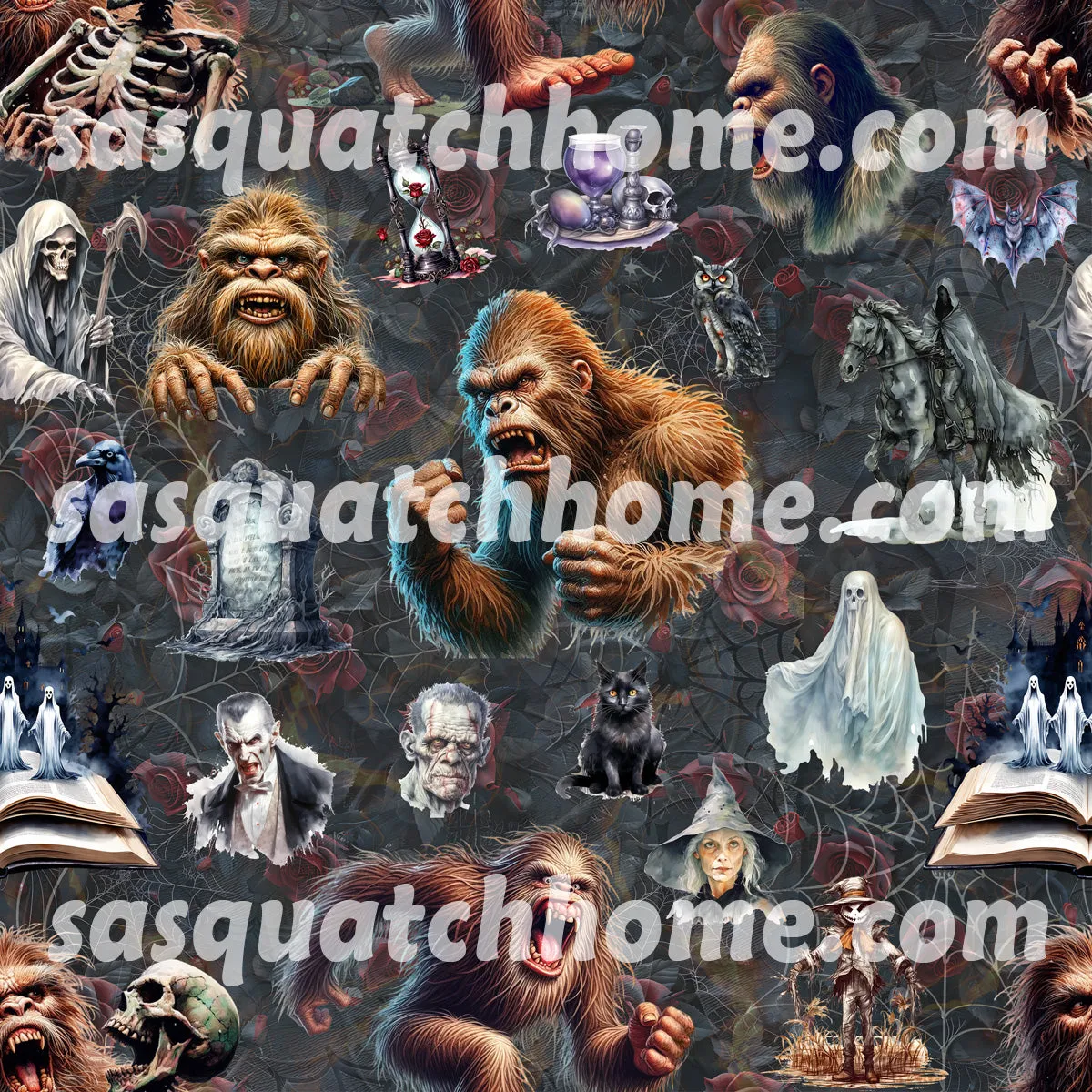 Adult Hair Cutting Cape - 19 Bigfoot / Sasquatch Designs - Valentine, St Patrick, Christmas, cowboy