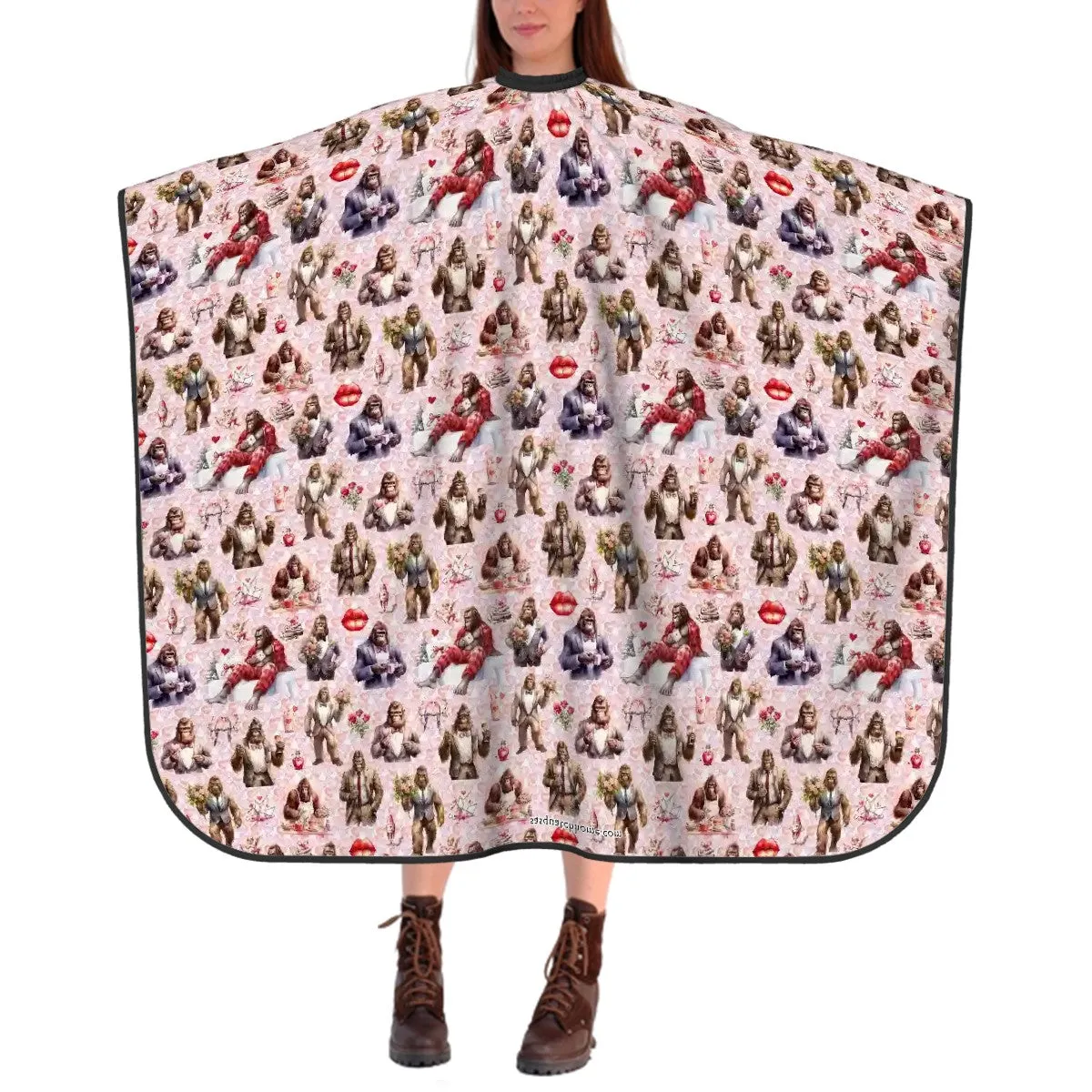 Adult Hair Cutting Cape - 19 Bigfoot / Sasquatch Designs - Valentine, St Patrick, Christmas, cowboy