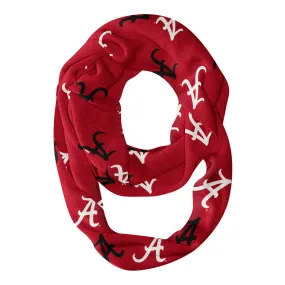 Alabama Crimson Tide Repeat Logo Game Day Collegiate Women Light Weight Ultra Soft Infinity Scarf by Vive La Fete