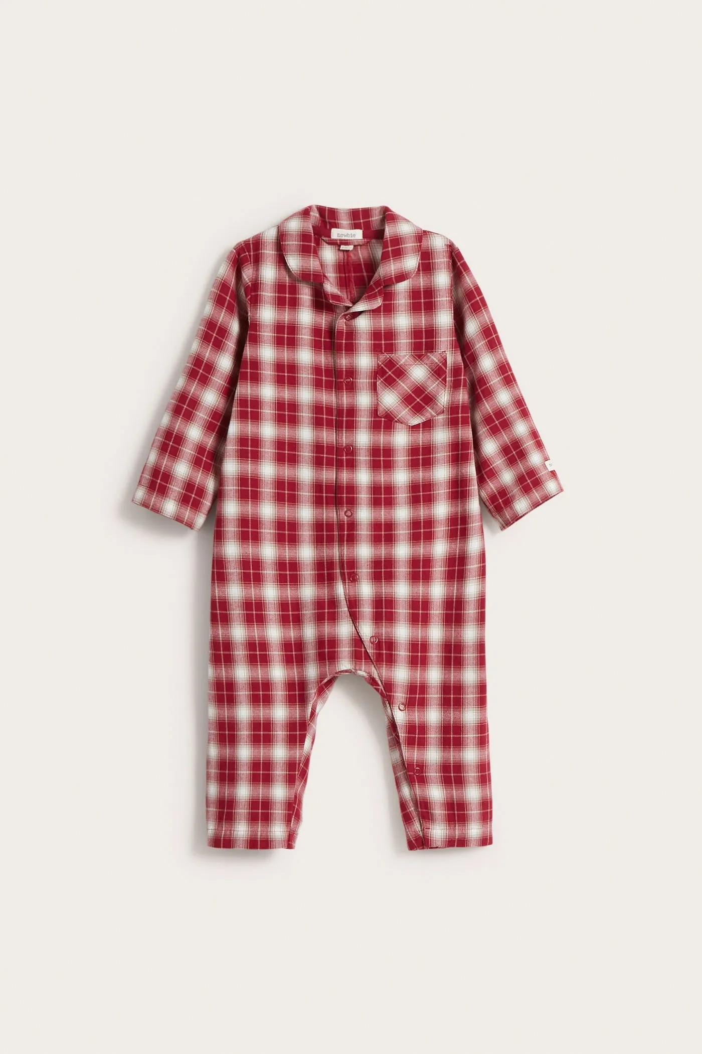 Baby red checked sleepsuit