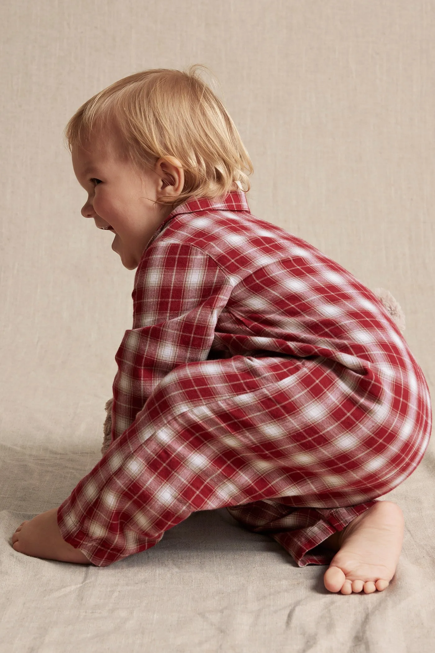 Baby red checked sleepsuit