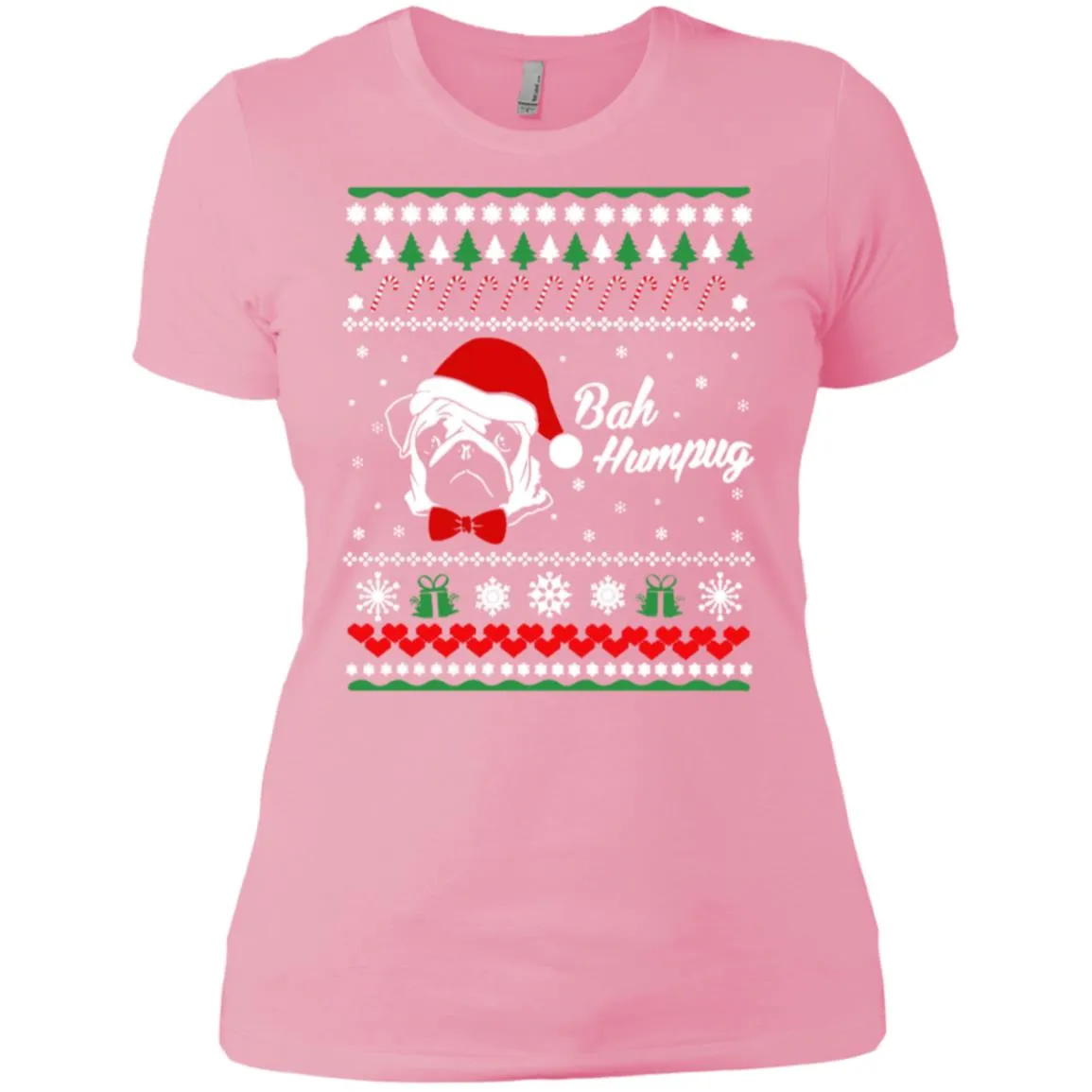 Bah Hum Pug Dog Christmas Women T-Shirt