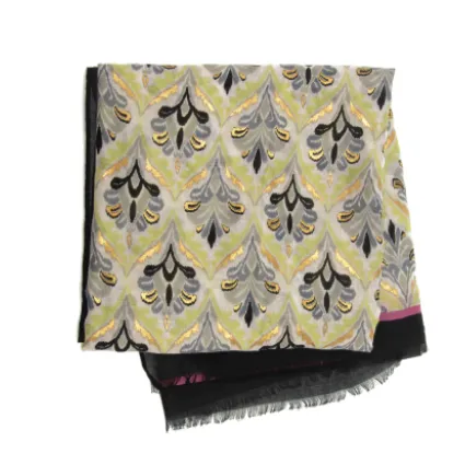 Black Ogee Scarf with Gold Paint