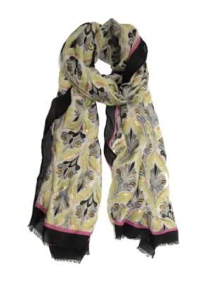 Black Ogee Scarf with Gold Paint
