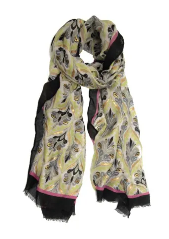 Black Ogee Scarf with Gold Paint