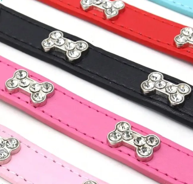 Blue Crystal Bone Pet Dog Collar