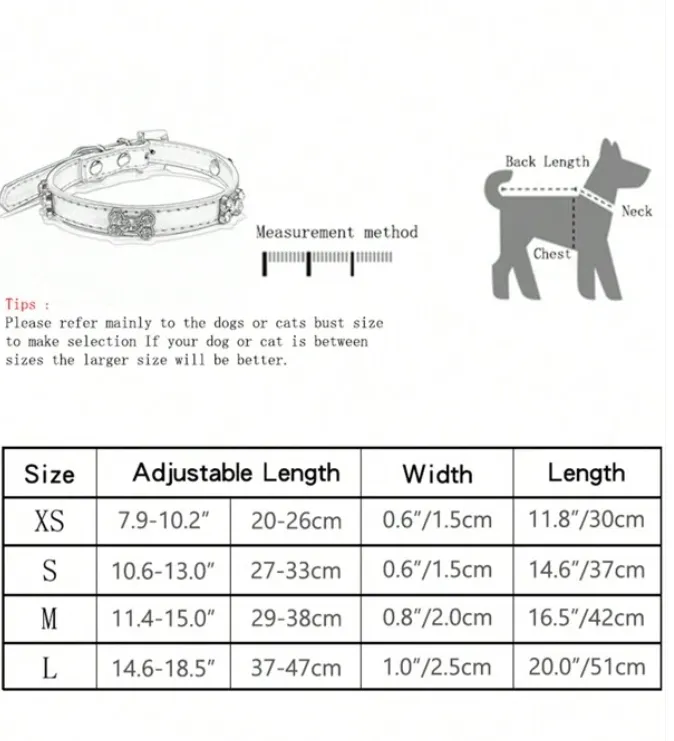 Blue Crystal Bone Pet Dog Collar