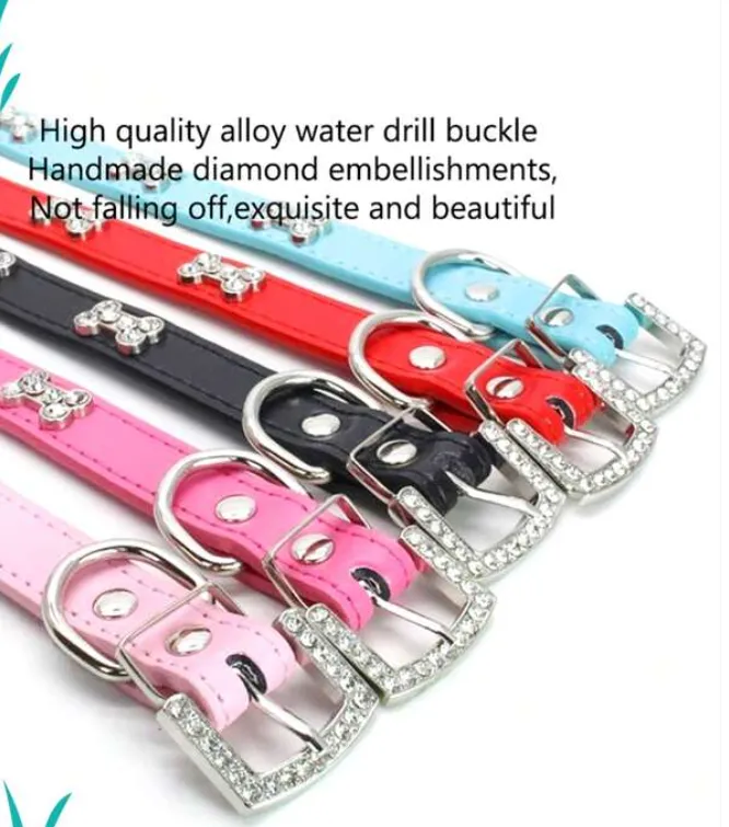 Blue Crystal Bone Pet Dog Collar
