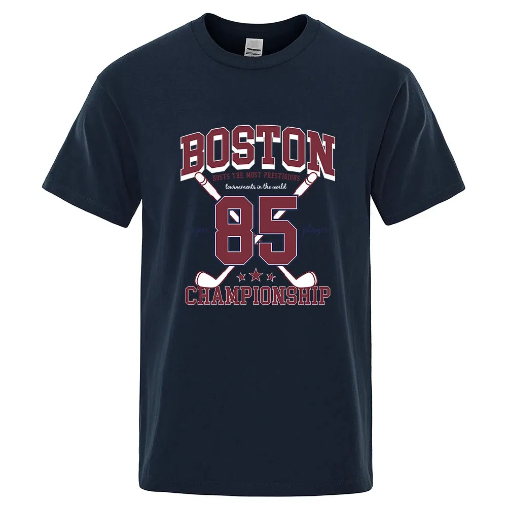 Boston 85 Players Championship Men Women Cotton O-Neck T Shirts Personality Loose Clothes Fashion Street Breathable T Shirts