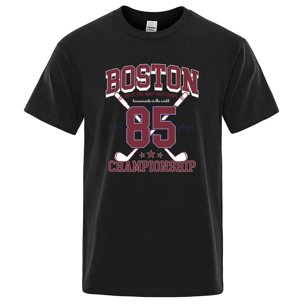 Boston 85 Players Championship Men Women Cotton O-Neck T Shirts Personality Loose Clothes Fashion Street Breathable T Shirts