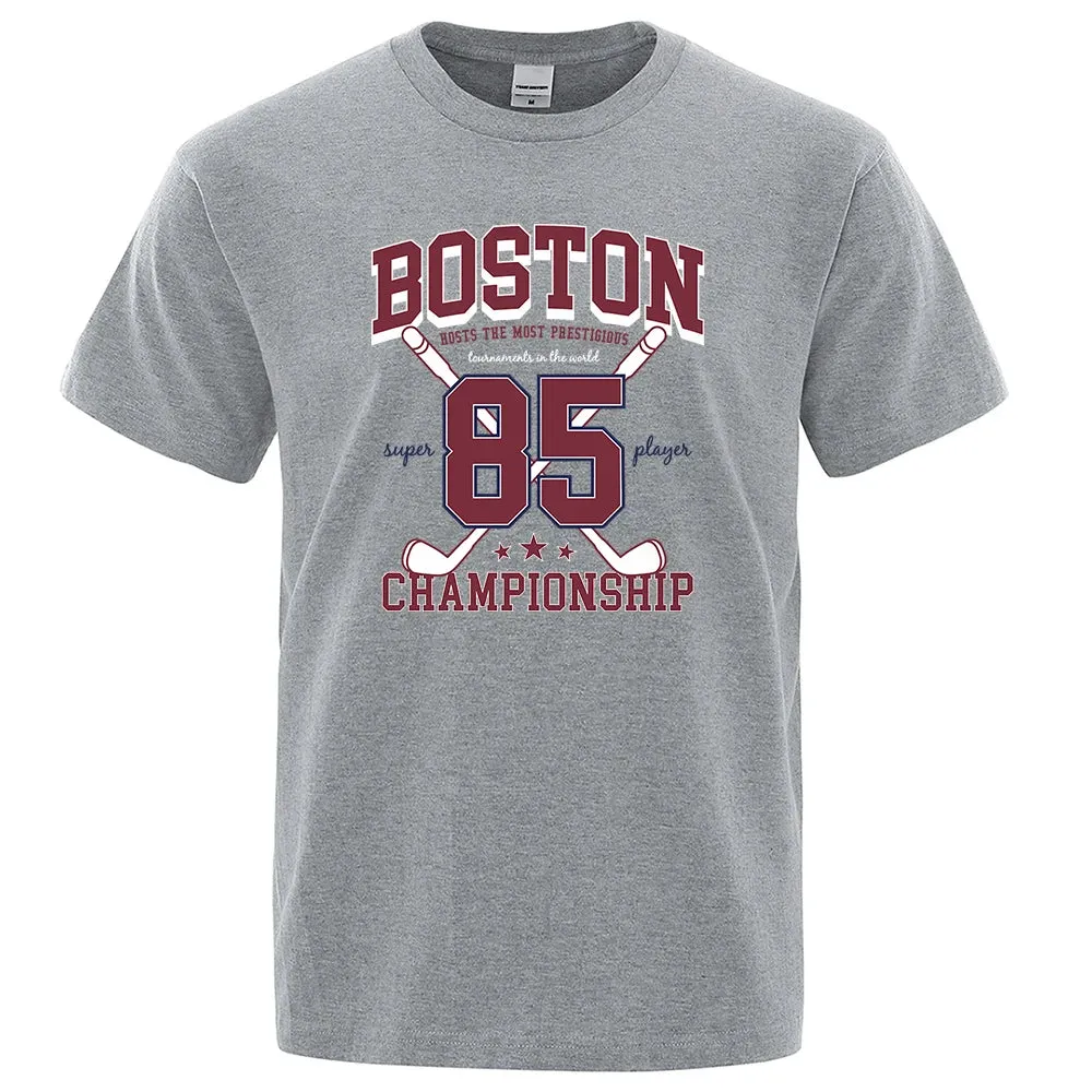 Boston 85 Players Championship Men Women Cotton O-Neck T Shirts Personality Loose Clothes Fashion Street Breathable T Shirts