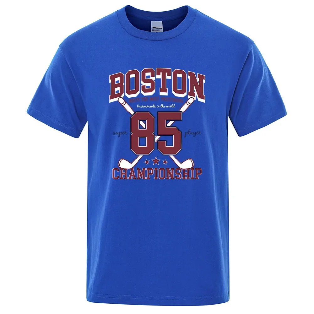 Boston 85 Players Championship Men Women Cotton O-Neck T Shirts Personality Loose Clothes Fashion Street Breathable T Shirts