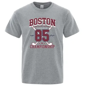 Boston 85 Players Championship Men Women Cotton O-Neck T Shirts Personality Loose Clothes Fashion Street Breathable T Shirts