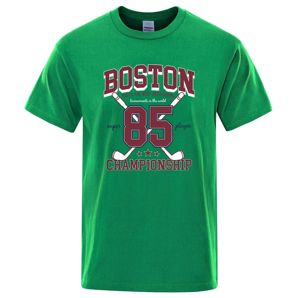 Boston 85 Players Championship Men Women Cotton O-Neck T Shirts Personality Loose Clothes Fashion Street Breathable T Shirts