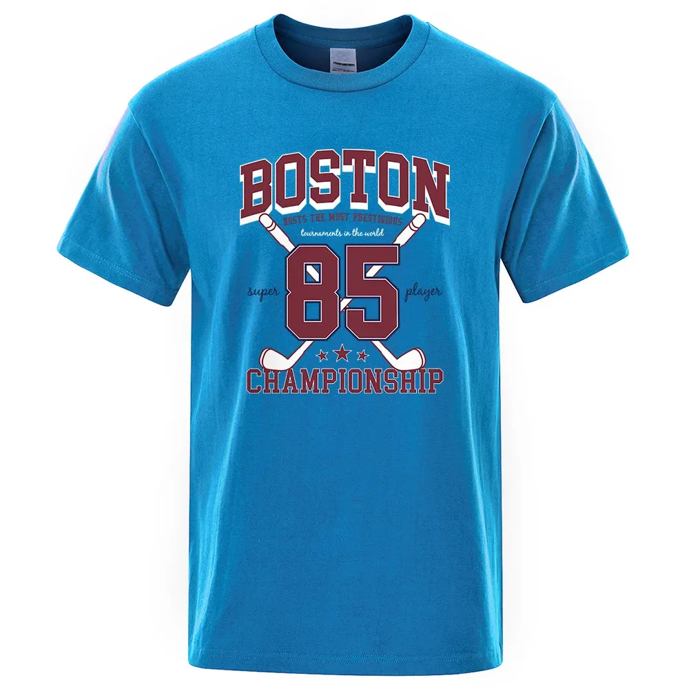 Boston 85 Players Championship Men Women Cotton O-Neck T Shirts Personality Loose Clothes Fashion Street Breathable T Shirts