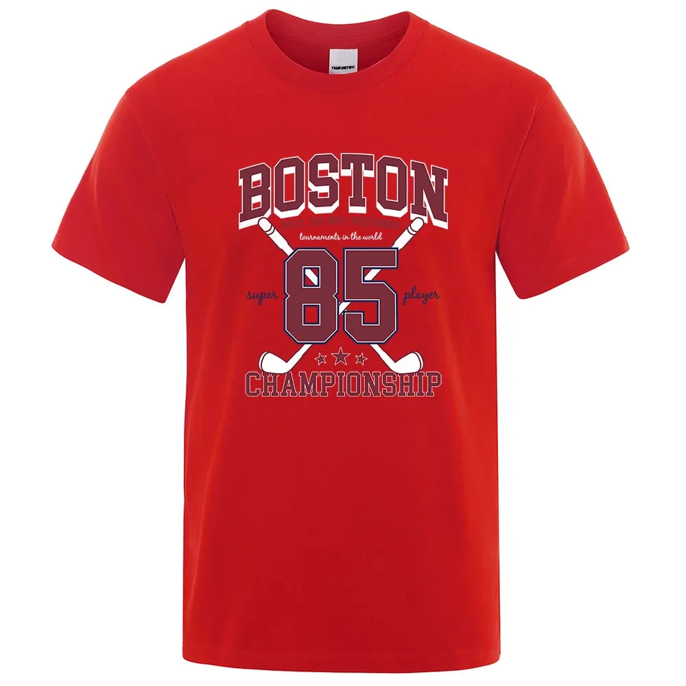 Boston 85 Players Championship Men Women Cotton O-Neck T Shirts Personality Loose Clothes Fashion Street Breathable T Shirts
