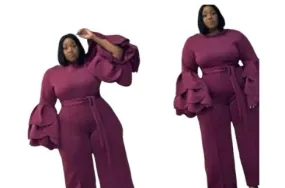 Burgundy Petal Sleeve Jumpsuit - Regular & Plus