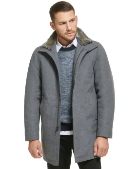 Calvin Klein Men's Urban Walker Coat Faux Fur Detachable Collar Grey 2XL XXL