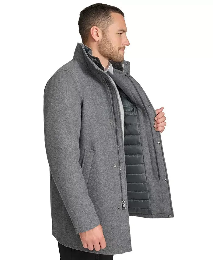 Calvin Klein Men's Urban Walker Coat Faux Fur Detachable Collar Grey 2XL XXL