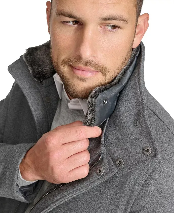 Calvin Klein Men's Urban Walker Coat Faux Fur Detachable Collar Grey 2XL XXL