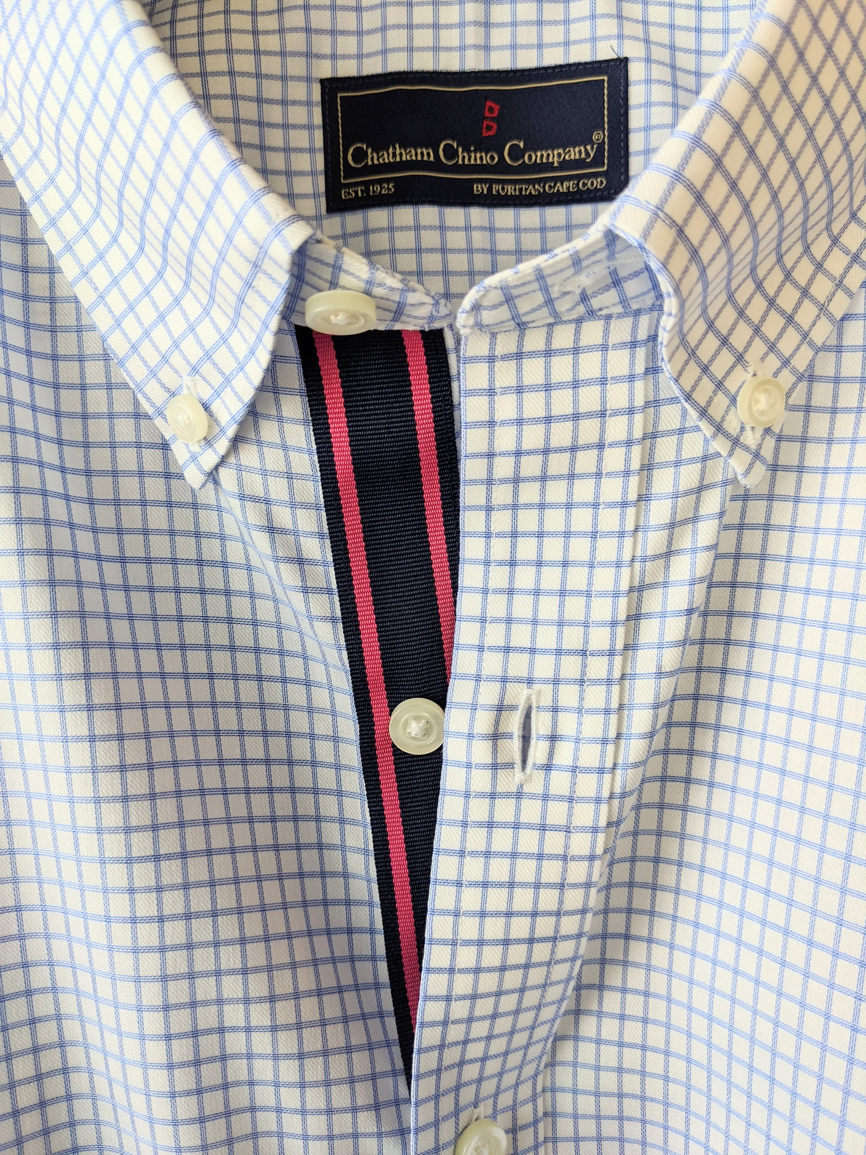 Chatham Chino Company Grid Check Grosgrain Shirt