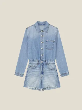 Chioma Long Sleeve Denim Romper