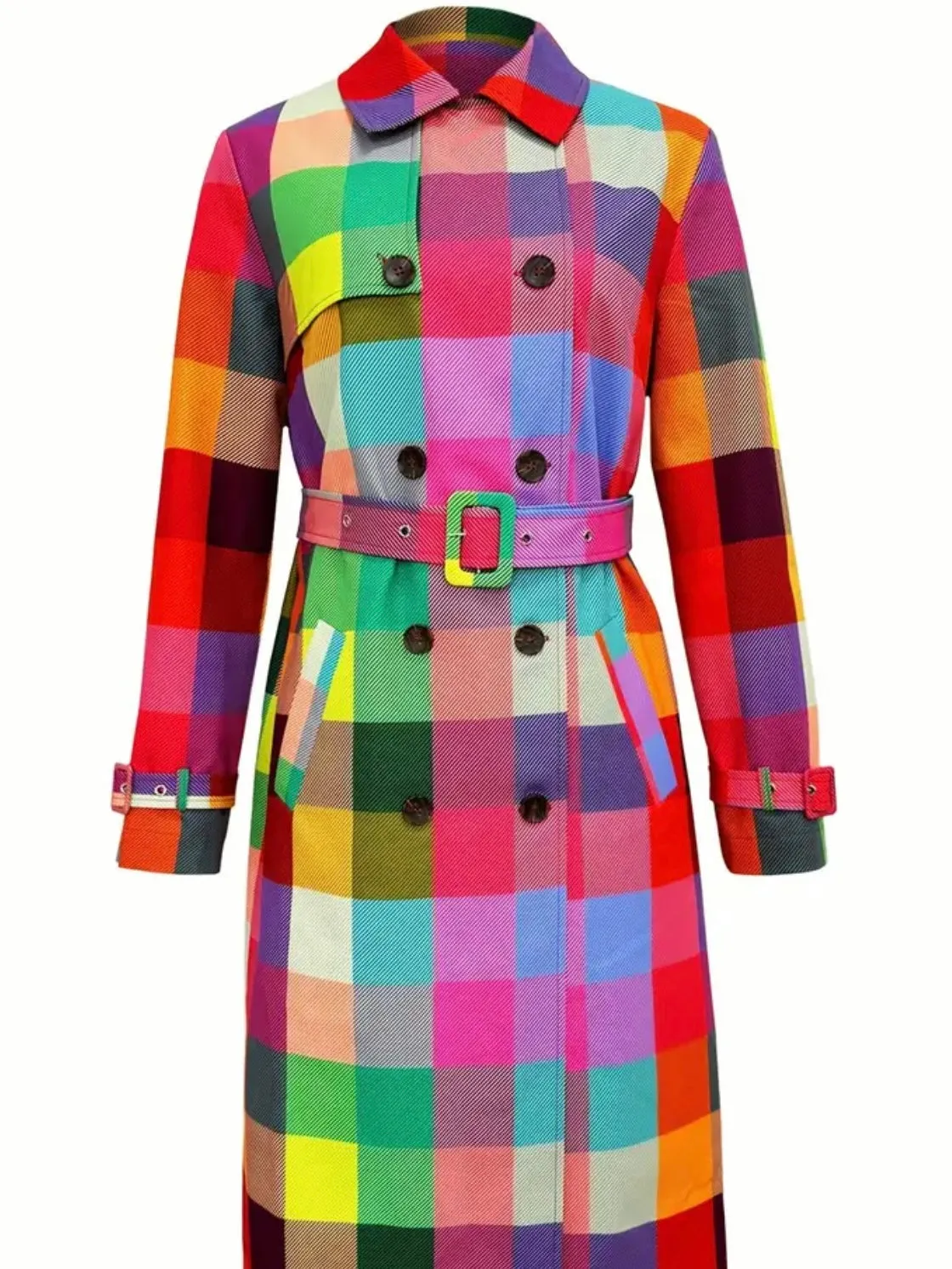 Colorburst Plaid Trench