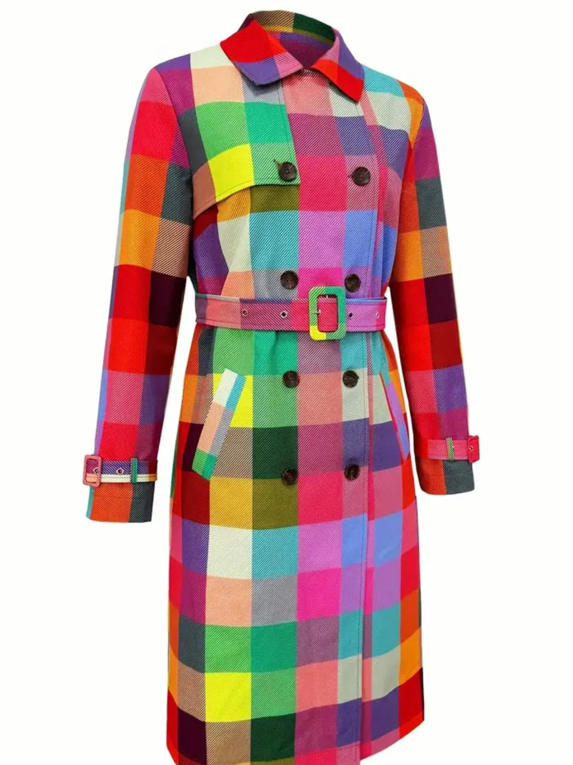 Colorburst Plaid Trench