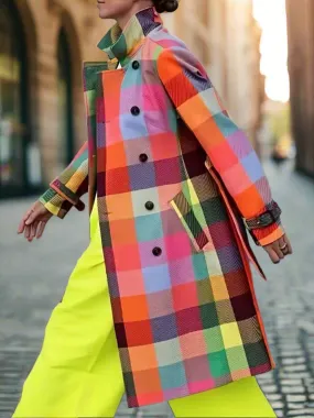 Colorburst Plaid Trench