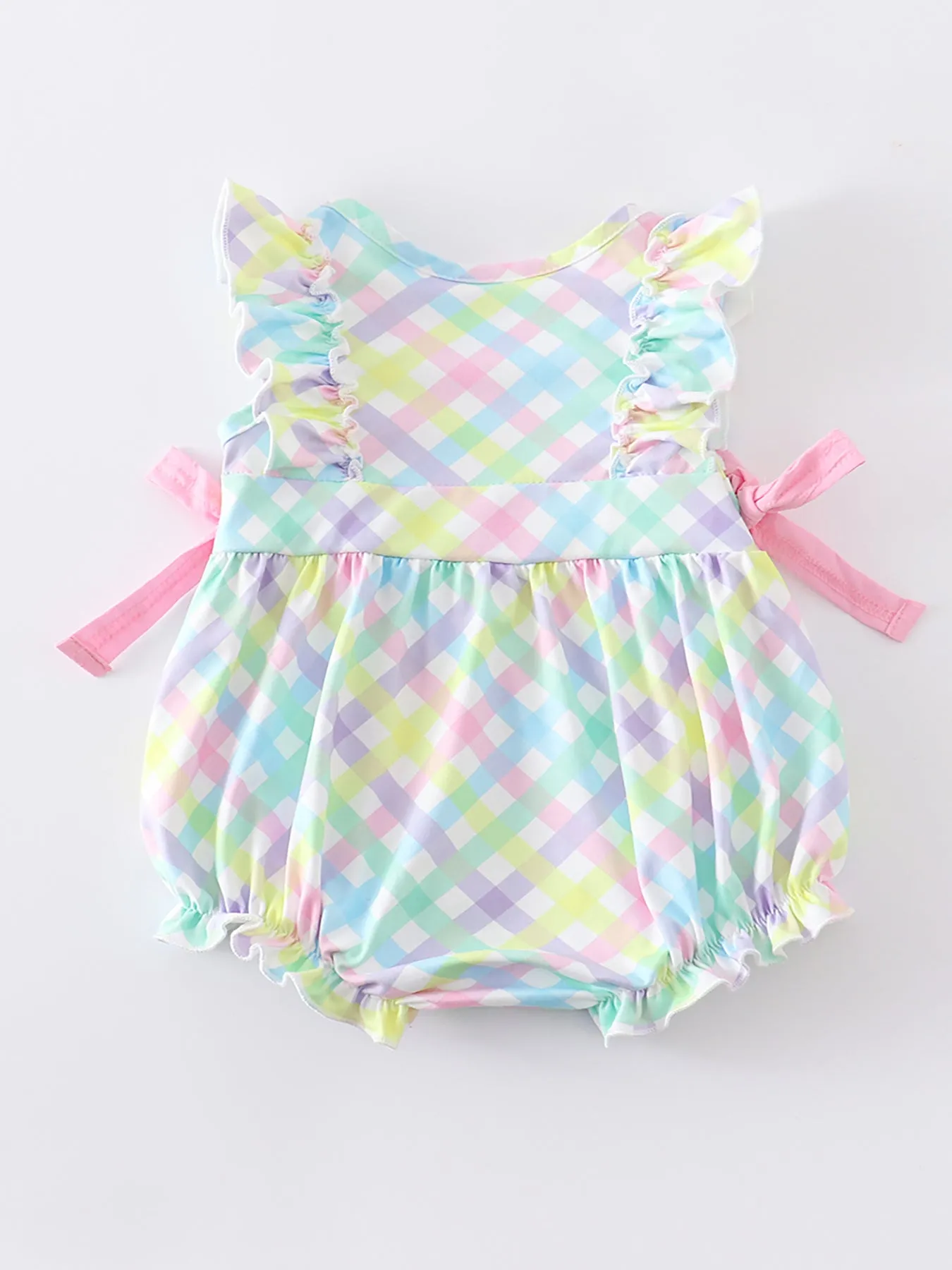Colored Plaid Ruffle Baby Romper