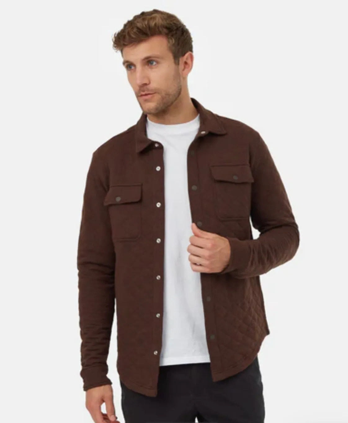 Colville Quilted Longsleeve Shacket- Dark Oat Heather