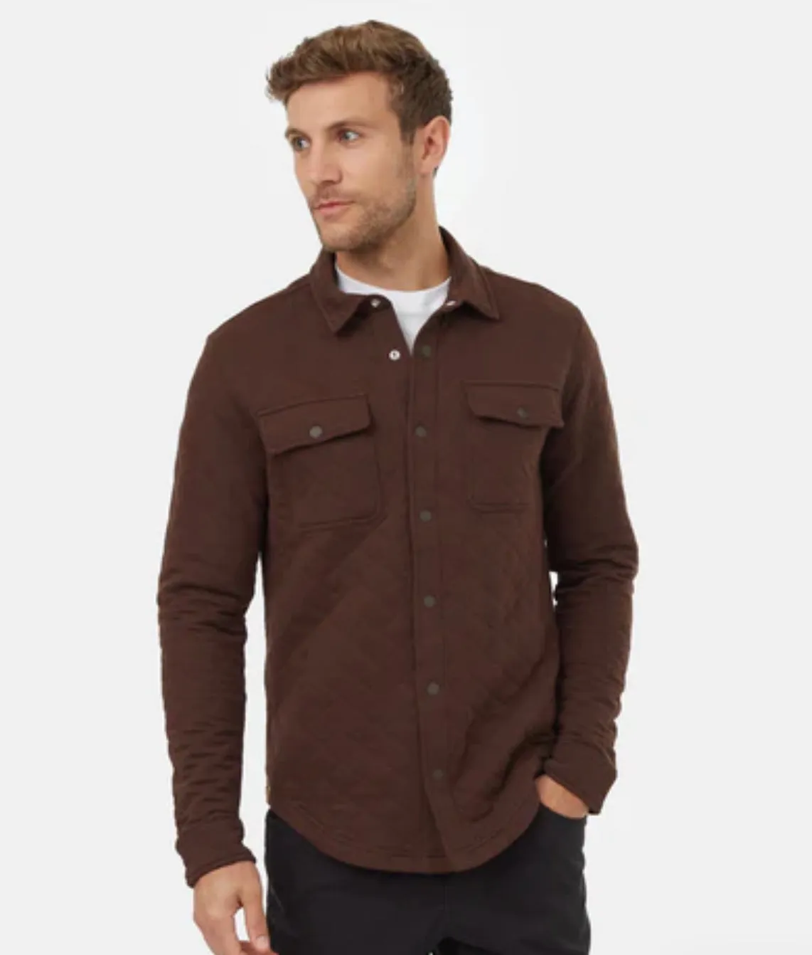 Colville Quilted Longsleeve Shacket- Dark Oat Heather