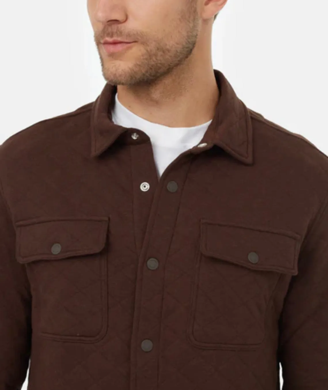 Colville Quilted Longsleeve Shacket- Dark Oat Heather