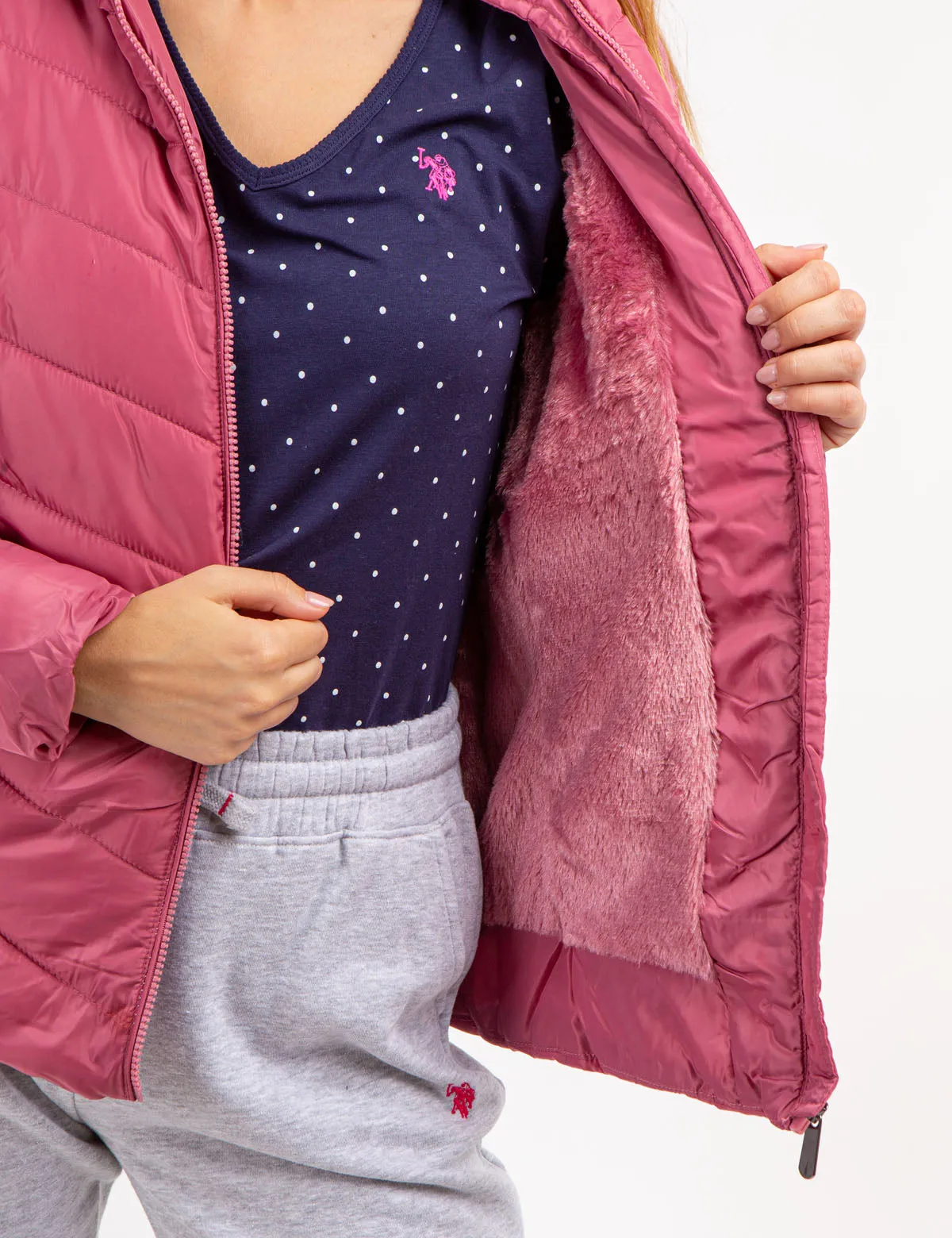 COZY FUR LINED HOODED PUFFER JACKET