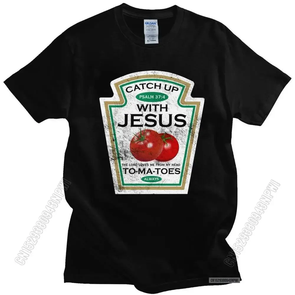 Crucify Your Cravings: The 'Catch Up With Jesus' Vegan Tomato T-Shirt