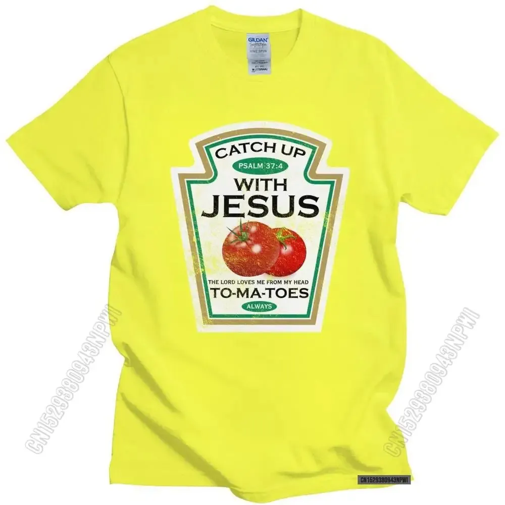 Crucify Your Cravings: The 'Catch Up With Jesus' Vegan Tomato T-Shirt