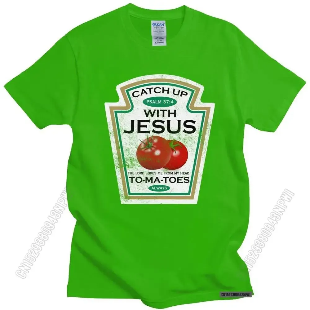 Crucify Your Cravings: The 'Catch Up With Jesus' Vegan Tomato T-Shirt