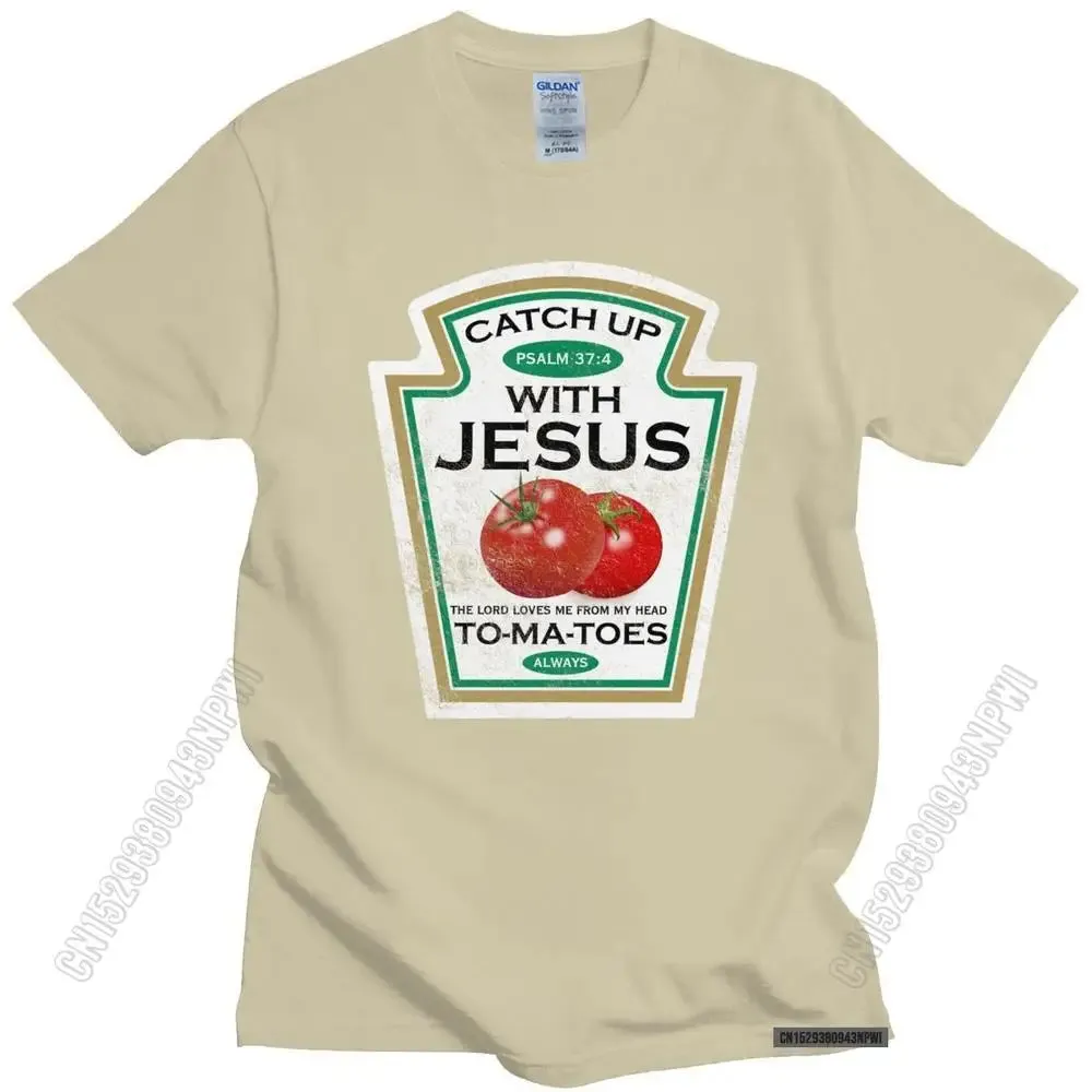 Crucify Your Cravings: The 'Catch Up With Jesus' Vegan Tomato T-Shirt