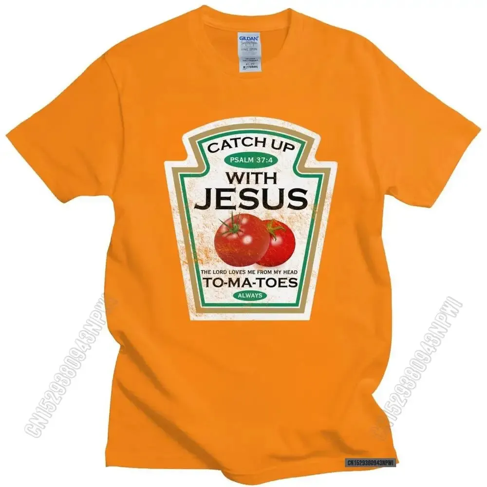 Crucify Your Cravings: The 'Catch Up With Jesus' Vegan Tomato T-Shirt