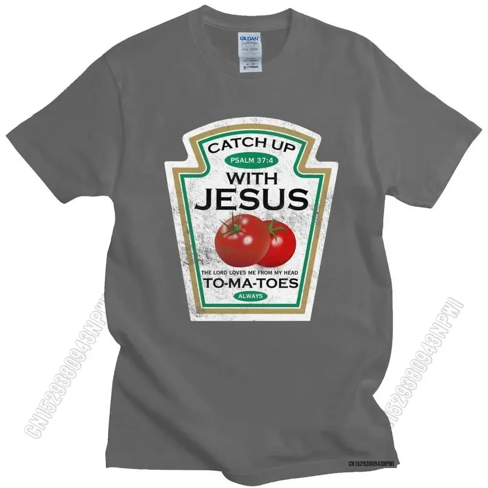 Crucify Your Cravings: The 'Catch Up With Jesus' Vegan Tomato T-Shirt