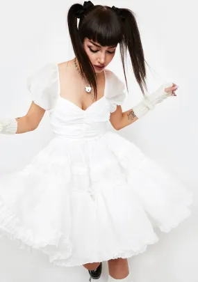 Dream Lace Flower Ruffle Mini Dress