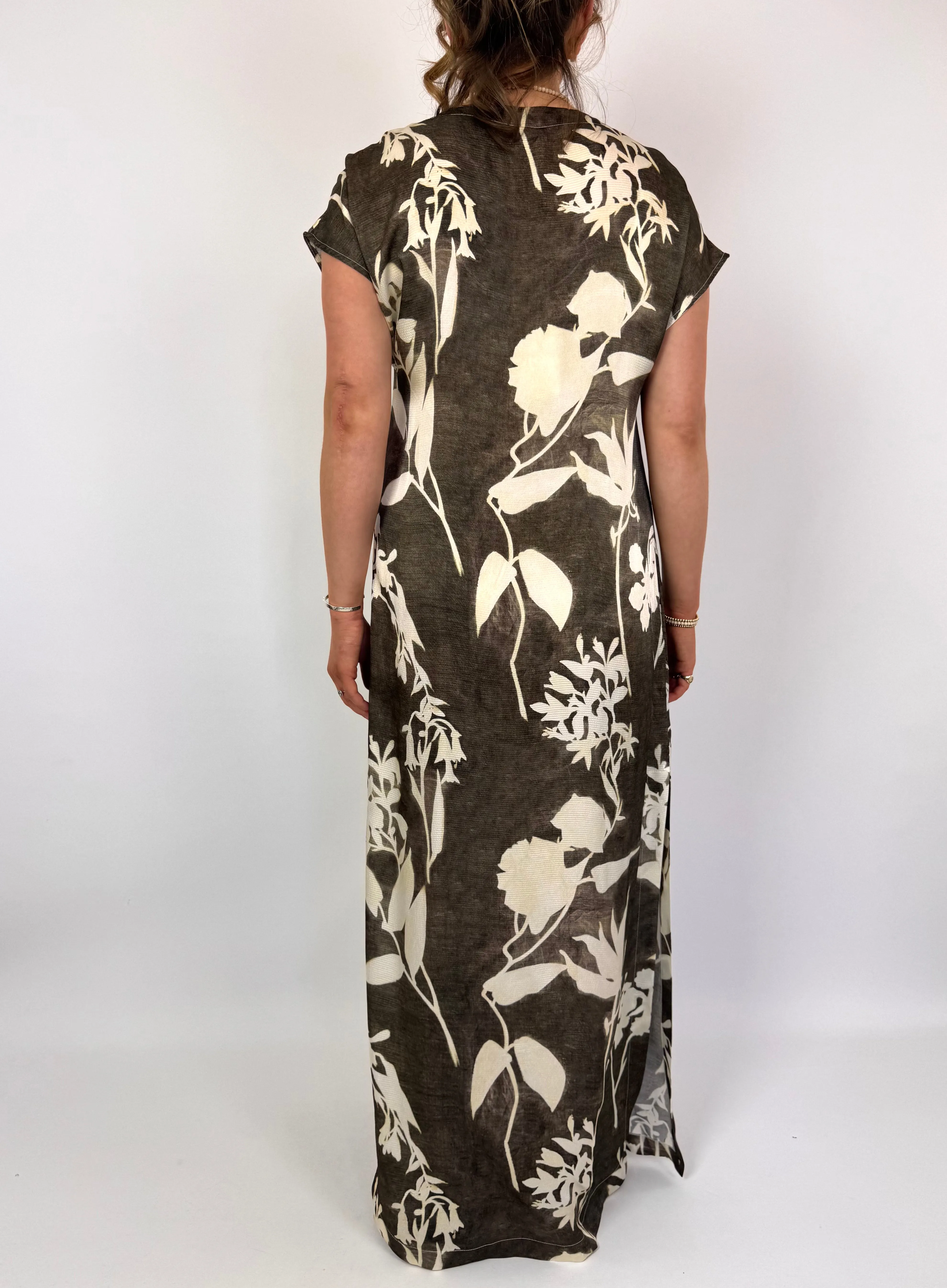 European Culture 14C0 Dress Brown Print